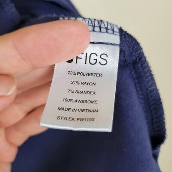 Figs Blue Technical Collection M Short Sleeve V-neck Scrub Shirt 2 Pockets - Picture 7 of 10